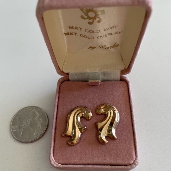 Carla Deadstock Vermeil and 14k post Stud Earrings - Picture 2 of 3